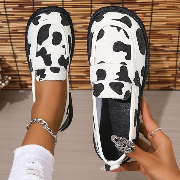 Women's Casual Cow Pattern Bunting Flat Loafers 48980831S