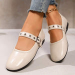 Women's Retro Belt Buckle Flat Shoes 91938190C