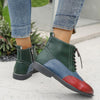 Women's Color Block Carved Lace Up Ankle Boots 77661866S