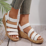Women's Simple Wide Strip Velcro Thick Sole Sandals 76100046S