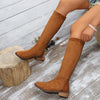 Women's Fashion Patchwork Suede Knee-High Boots 66315118S