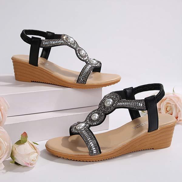 Women's Flat Rhinestone Wedge Sandals 85720329C