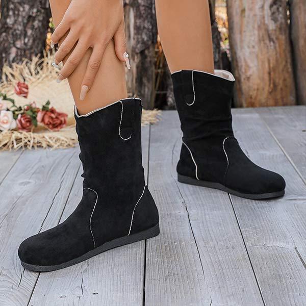 Women's Retro Western Suede Ankle Boots 32930427C