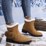 Women's Cute Plush-Lined Short Boots with Fluffy Cuffs 98682670C