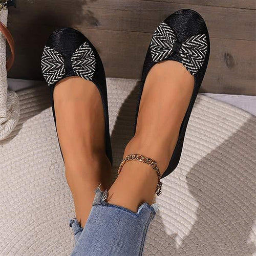 Women's Shallow Mouth Fashion Butterfly Knot Round Toe Single Shoes 74344478C