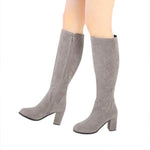 Women's Fashion Solid Color Warm Side Zipper Thick Heel Boots 42066660C