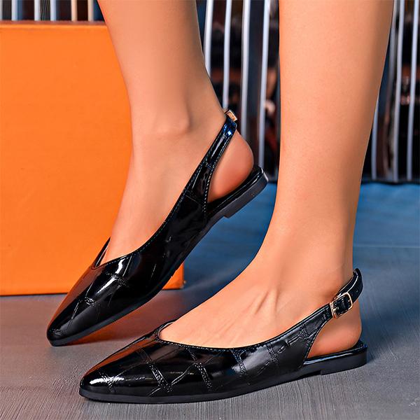 Women's Fashionable Buckled Pointed Toe Work Flats 11378299S