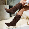 Women's Pointed Toe Stiletto Wrinkled Fashion Boots 57543023C