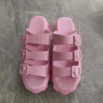 Women's Fashion Belt Buckle Platform Slippers 01556848C