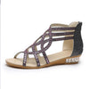Women's Rhinestone Hollow Zipper Roman Sandals 41399190C