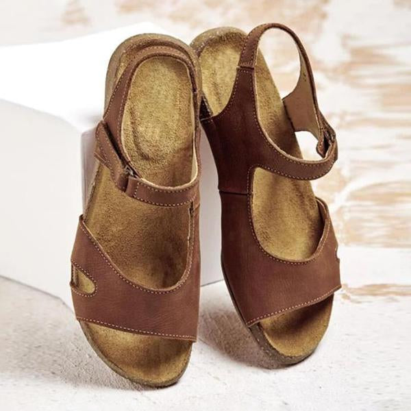 Women's Casual Solid Color Velcro Flat Sandals 31743939C