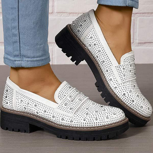 Women's Rhinestone Loafer Shoes 70640964C