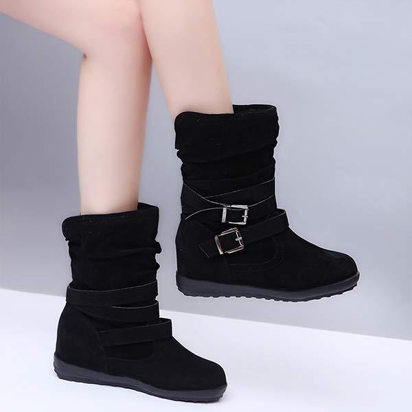 Women's Suede Belt Buckle Short Boots 45748686C