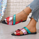 Women's Color Block Pointed Toe Flat Sandals 30100638C