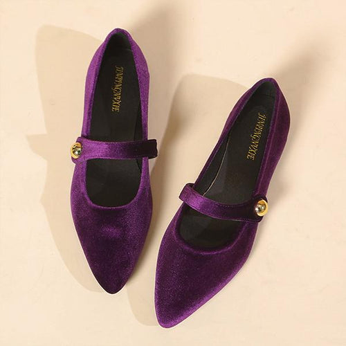 Women's Elegant Velvet Pointed Toe Flats 72809566S