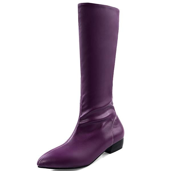 Women's Casual Pointed Toe Flat Knee-High Boots 99003573S