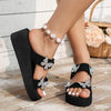 Women's Rhinestone Butterfly Wedge Sandals with Thick Soles 60814890C