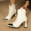 Women's Fashion Pointed Toe Chunky Heel Ankle Boots 52351338S