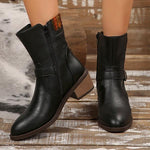 Women's Fashion Buckle Chunky Heel Ankle Boots 37619746S