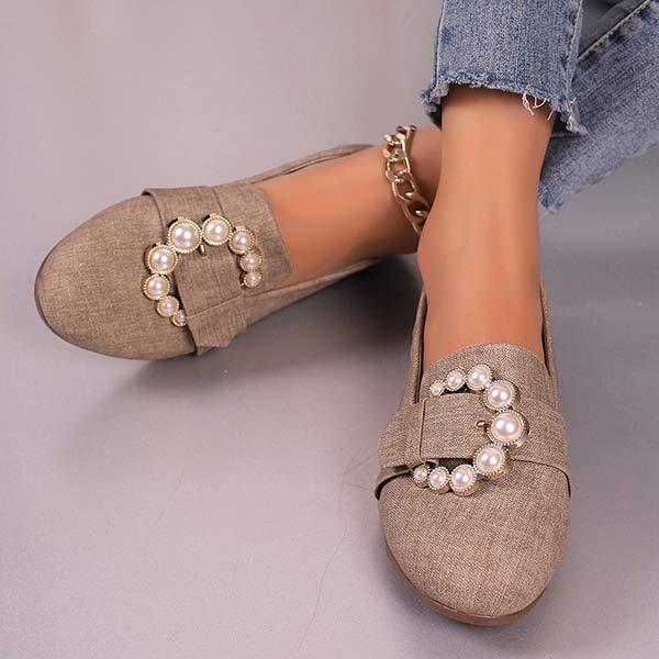 Women's Round Toe Rhinestone Slip-On Flat Shoes 26286209C