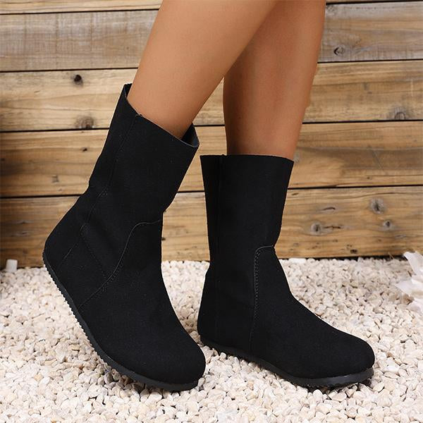 Women's Casual Flat Round Toe Slip-On Ankle Boots 98446523S