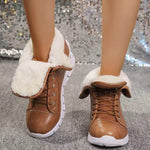 Women's Lace-Up Fold-Over Casual Ankle Boots 20982105C