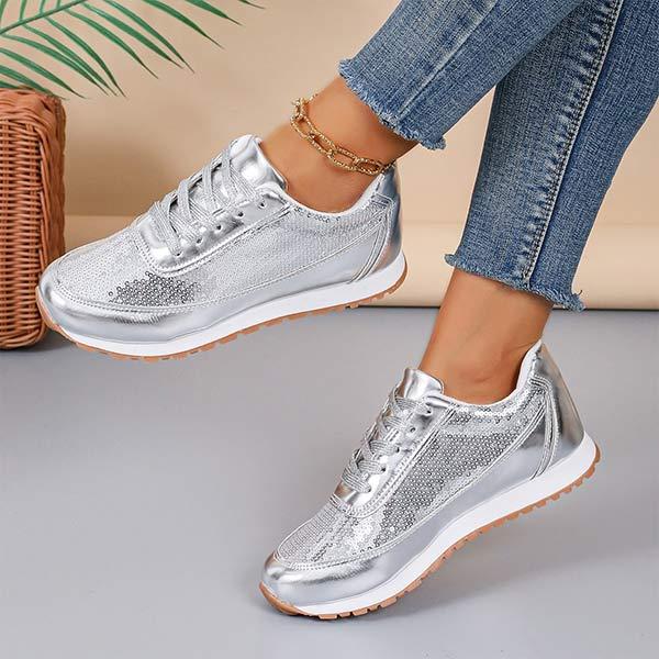 Women's Round Toe Lace-Up Casual Sneakers 18388272C