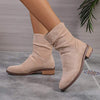 Women's Chunky Heel Suede Ankle Boots with Back Zipper 56530048C