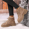 Women's Thick-Soled Front Lace-Up Plus Fleece Martin Boots 00392595C