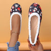 Women's Christmas-themed Round Toe Flats with Furry Trim 03914496C