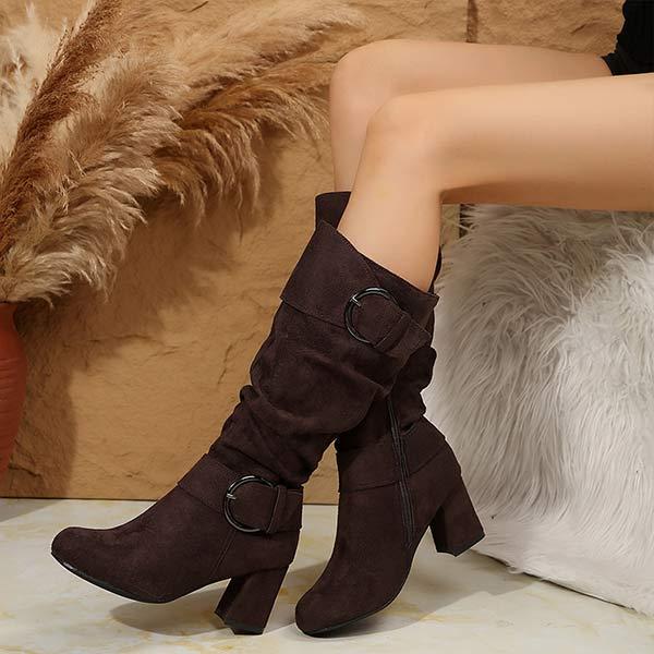 Women's Over-the-Knee Suede High Heel Fashion Boots with Belt Buckle 58823634C