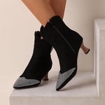 Women's Fashion Rhinestone High Heel Ankle Boots 14418968S