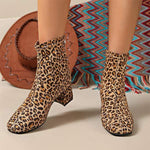 Women's Fashionable Leopard Print Stretch Ankle Boots 53413669C