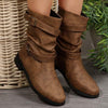 Women's Belt Buckle Pleated Mid-Calf Boots 12744355C