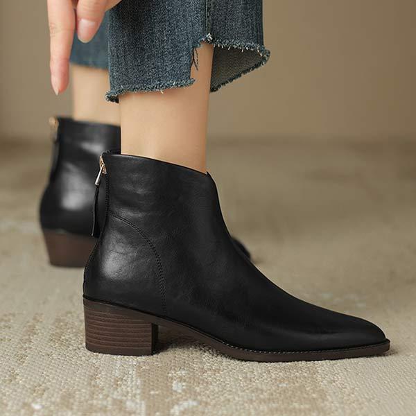 Women's Vintage Chunky Heel Ankle Martin Boots 10485658C