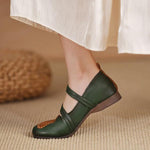 Women's Vintage Green Flat Shallow Mary Jane 25942618S