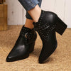 Women's High Heel Chunky Heel Western Ankle Boots 27483865C