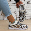 Women's Casual Flyweave Lace-Up Leopard Print Sneakers 33743420S