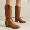 Women's Vintage Metal Buckle Knee-High Cowboy Boots 76440161S