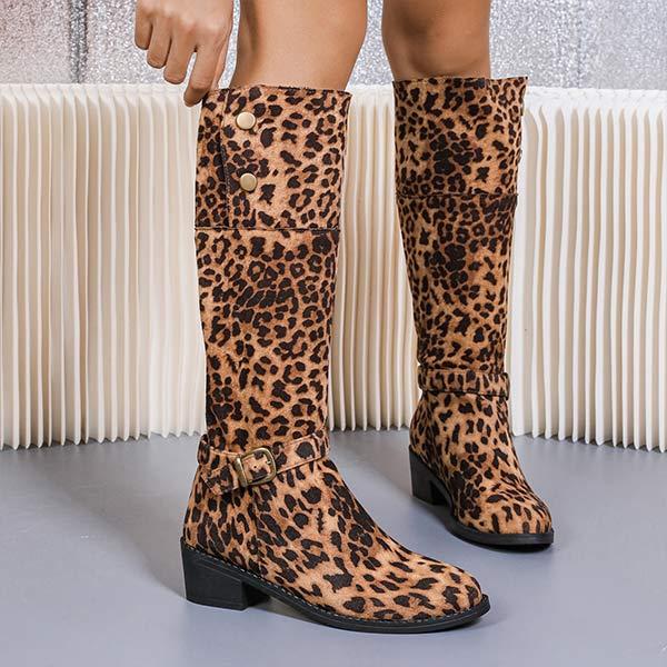 Women's Two-Way Leopard Print Riding Boots 90900119C