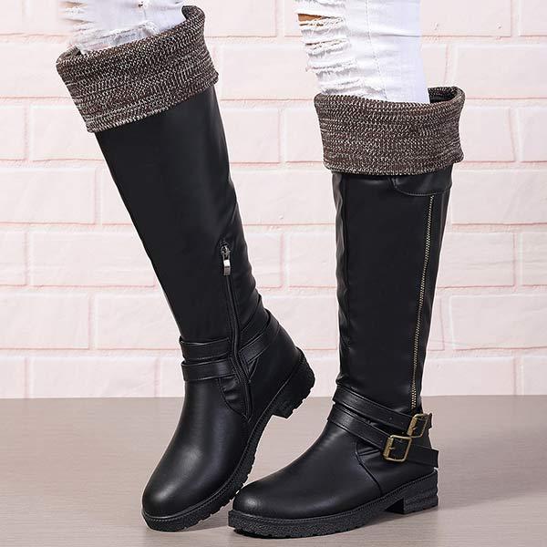 Women's Vintage Low Heel Knee-High Boots 55794092C