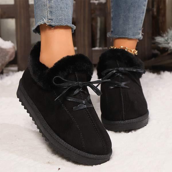 Women's Thick-Sole Lace-Up Plush Lined Winter Shoes 19818527C