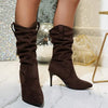 Women's Pointed Toe Stiletto Wrinkled Fashion Boots 57543023C