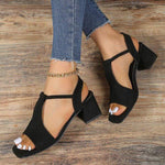 Women's Peep-Toe High Heel Chunky Buckle Sandals 87033570C