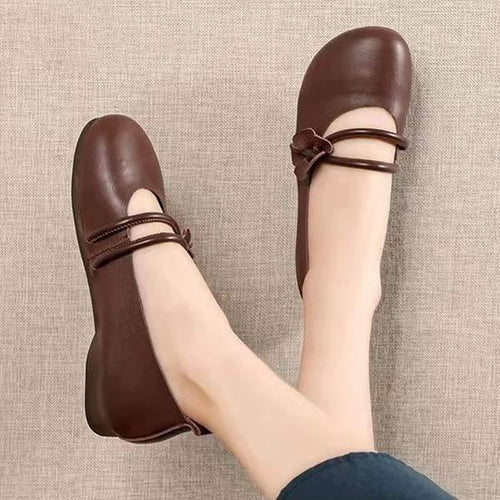 Women's Fashionable Buckle Strap Shallow Mouth Low Heel Casual Shoes with Soft Sole 81572267C