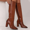 Women's Pointed Toe Side Zipper Knee-High Boots 94123974C