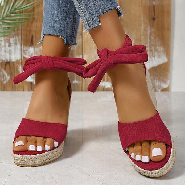 Women's Lace-Up Bow Espadrille Wedge Sandals 31009788S