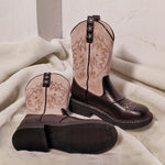 Women's Retro Color Contrast Mid Calf Boots 51099611S