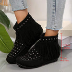 Women's Studded Flat Tassel Ankle Boots 31973226C