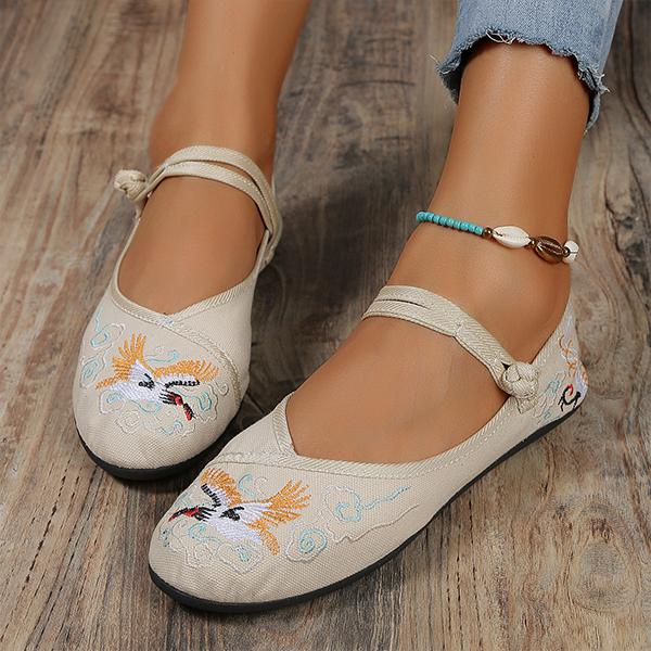 Women's Casual Ethnic Style Embroidered Buckle Flats 70139988S